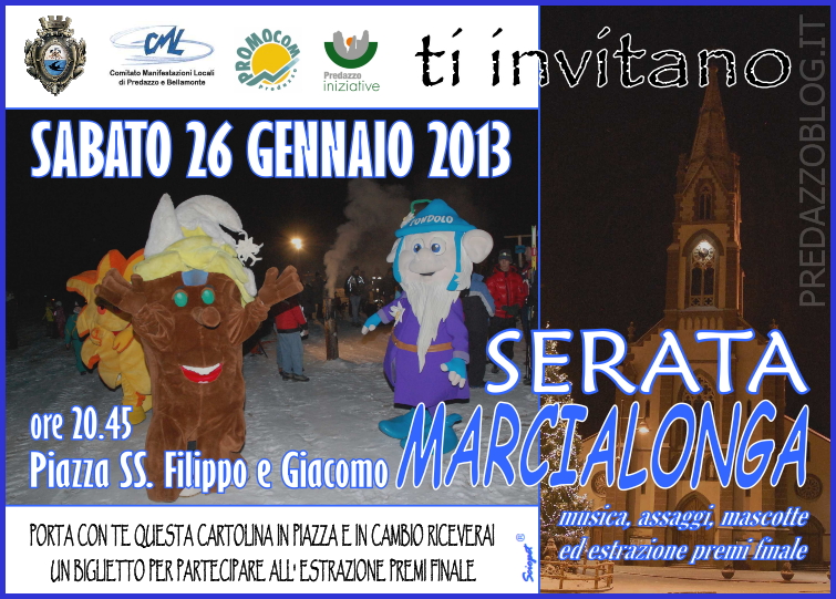 marciaolonga 2013 predazzo cartolina estrazione Marcialonga 2013 a Predazzo, le locandine delle iniziative di contorno