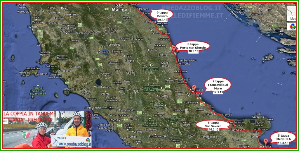 cartina coppia in tandem 9 tappa pesaro predazzo blog 1024x516 Il Giro dItalia in Tandem di Alessandro e Paola arriva a Predazzo  