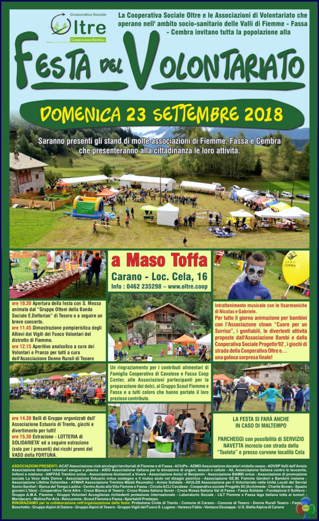 festa del volontariato fiemme fassa 2018 627x1024 Festa del Volontariato di Fiemme, Fassa e Cembra a Maso Toffa