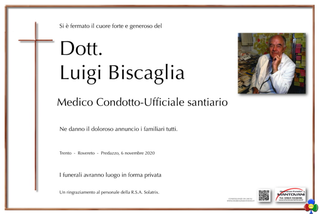 luigi biscaglia medico a predazzo 1024x689 Addio dottor Luigi Biscaglia, fu il medico di Predazzo